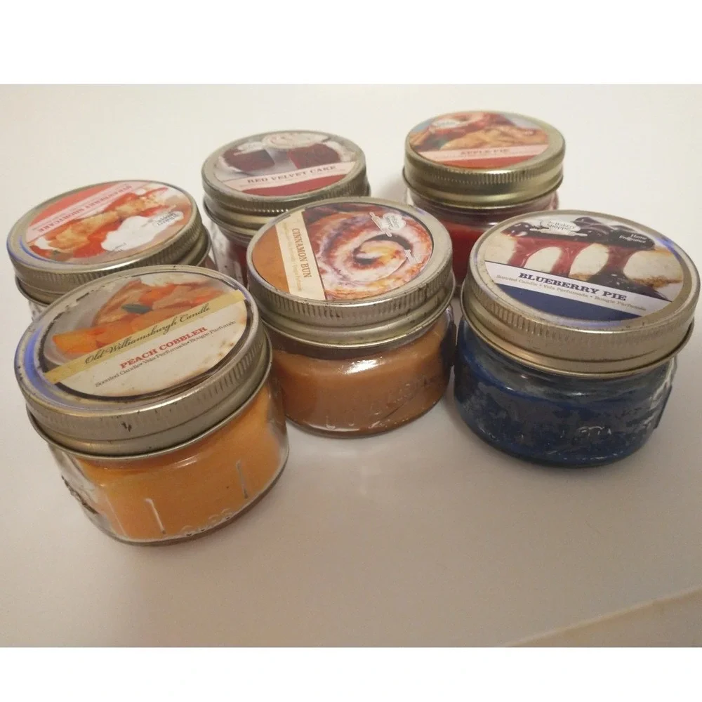The Bakery Shoppe mini pastry scented candle lot of 6 in tiny Mason Jars